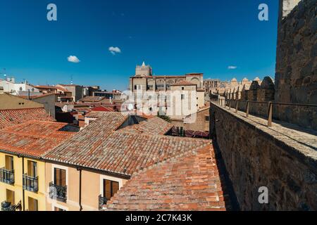01 octobre 2018 : Avila, Castille et Leon, Espagne. Château médiéval d'Avila de l'intérieur. Banque D'Images