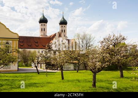 Allemagne, Bavière, Benediktbeuern, monastère avec vergers Banque D'Images