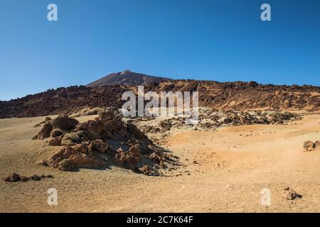 Terrain de pierre ponce au point de vue de Minas de San Jose, Parc national El Teide, patrimoine mondial de l'UNESCO, Tenerife, Iles Canaries, Espagne Banque D'Images