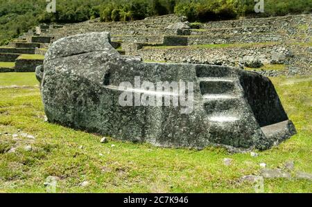 Machu Picchu, Pérou - octobre 20 2008 : un alter inca sacrificil à Machu Picchu, un sanctuaire historique péruvien en 1981 et un si classé au patrimoine mondial de l'UNESCO Banque D'Images