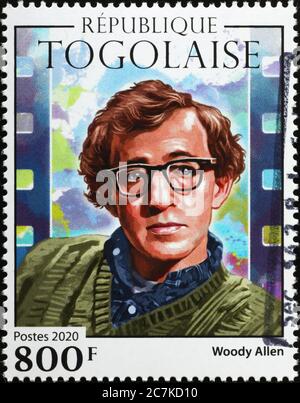 Portrait de Woody Allen sur timbre-poste du Togo Banque D'Images