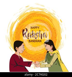 Titre: Illustration vectorielle du festival indien de l'amour frère et sœur, heureuse Raksha Bandhan célébration. Illustration de Vecteur