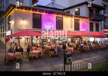 Restaurant Columbus sur Plaza del Charco, Puerto de la Cruz, Tenerife, Iles Canaries, Espagne Banque D'Images