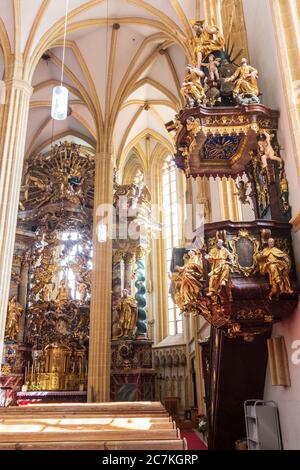 Pöllauberg, église de pèlerinage Maria Pöllauberg intérieur, chaire, autel, Steirisches Thermenland - Oststeiermark, Steiermark / Styrie, Autriche Banque D'Images