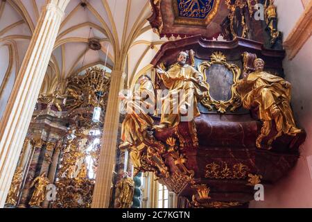 Pöllauberg, église de pèlerinage Maria Pöllauberg intérieur, chaire, autel, Steirisches Thermenland - Oststeiermark, Steiermark / Styrie, Autriche Banque D'Images