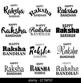 Collection de polices typographiques Happy Raksha Bandhan Vector, utilisable pour les cartes de vœux, les bannières, les imprimés, les tee-shirts, les affiches et les bannières. Bonne Rakhi. Illustration de Vecteur