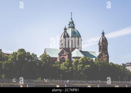 Saint Lukas, Eglise évangélique sur Mariannenplatz sur l'Isar à Munich, Bavière, Allemagne. Banque D'Images