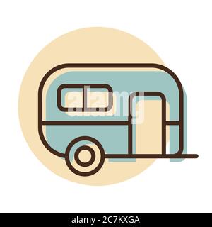 Icône de vecteur de remorque caravane. Panneau Camping. Symbole graphique pour le site Web et les applications de voyage et de tourisme, design, logo, application, interface utilisateur Illustration de Vecteur