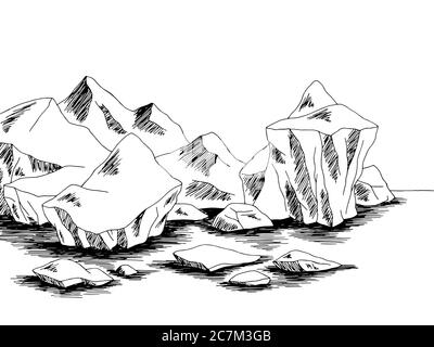 Illustration de l'iceberg de la mer arctique noir blanc Illustration de Vecteur