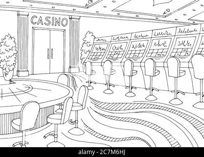 Intérieur du Casino graphique noir blanc esquisse illustration vecteur Illustration de Vecteur