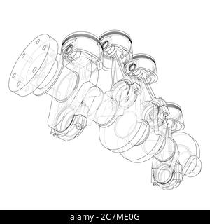 Contour des pistons du moteur. illustration 3d Banque D'Images