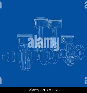 Contour des pistons du moteur. illustration 3d Banque D'Images