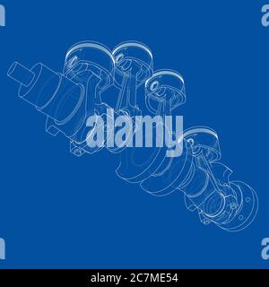 Contour des pistons du moteur. illustration 3d Banque D'Images