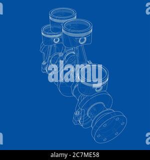 Contour des pistons du moteur. illustration 3d Banque D'Images