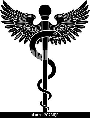 Baguette d'Asclépios Esculape symbole médical Illustration de Vecteur