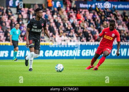 Herning, Danemark. 17 juillet 2020. Frank Onyeka (38) du FC Midtjylland vu pendant le match 3F Superliga entre le FC Midtjylland et le FC Nordsjaelland au MCH Arena de Herning. (Crédit photo : Gonzales photo/Alamy Live News Banque D'Images