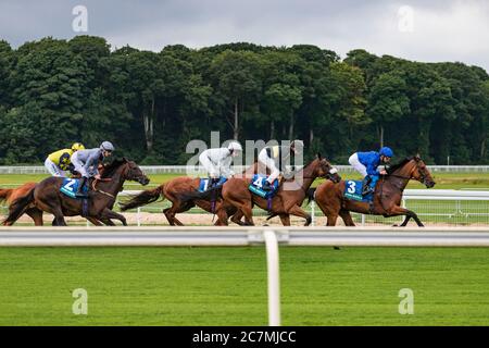 York, Royaume-Uni, 18 juillet 2020. Courses hippiques « derrière des portes fermées » pendant les enjeux de la coupe John Smith. Crédit : Ed Clews/Alay Live News. Banque D'Images