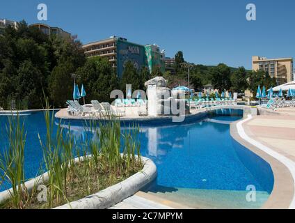Promenade de la mer sur la station de Golden Sands, Golden Sands, Varna, Bulgarie Banque D'Images