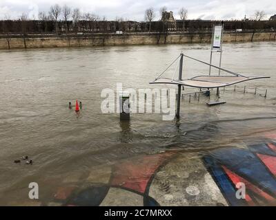 Inondation de la Seine à Paris en mars 2020 Banque D'Images