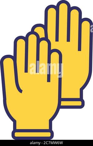 gants en caoutchouc accessoire ligne et style de remplissage motif vectoriel Illustration de Vecteur