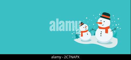flat deux bonhommes de neige Illustration de Vecteur