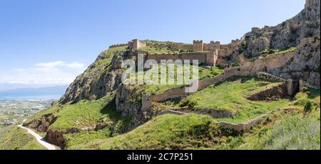 Forteresse d'Acrocorinthe, Péloponnèse, Grèce. Banque D'Images