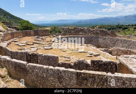 Cercle grave A à Mycènes, Péloponnèse, Grèce. Banque D'Images