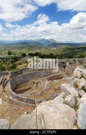 Cercle grave A à Mycènes, Péloponnèse, Grèce. Banque D'Images