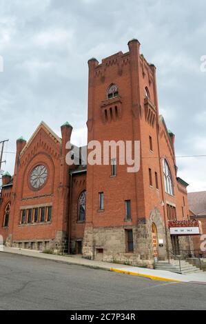 Butte, Montana, USA - 30 juillet 2014 : le Covellite Theatre a été construit à l'origine comme église presbytérienne en 1896 Banque D'Images