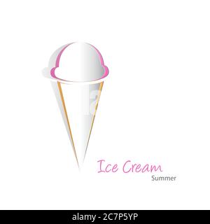 Découpe en papier d'un cône de crème glacée. Format vectoriel EPS10 avec dégradés et transparents simples Illustration de Vecteur