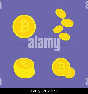 icônes bitcoin définies Illustration de Vecteur