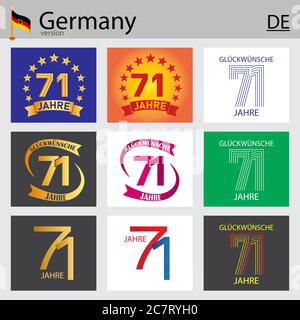 Joyeux Anniversaire 71 Ans 71 Fun Anniversaire Carte Postale Avec Des Etiquettes De Texte Nombre Et Geometrie Coloree Image Vectorielle Stock Alamy