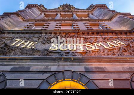 The Scotsman Hotel on North Bridge Street à Edinburgh, la capitale de l'Écosse, une partie du Royaume-Uni Banque D'Images