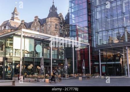 Anciens bâtiments modernes dans la région de Quartermile, réaménagement de l'ancien site de l'Infirmary royale d'Édimbourg à Lauriston, Edimbourg, Écosse, Royaume-Uni Banque D'Images