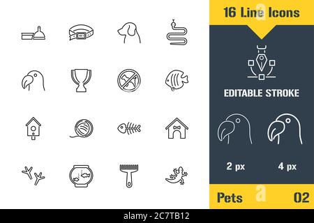 Animalerie, animaux, animaux de compagnie. Icône de ligne mince - décrire le vecteur plat de filtration. Pictogramme de contour modifiable. Concept graphique de qualité supérieure pour W Illustration de Vecteur