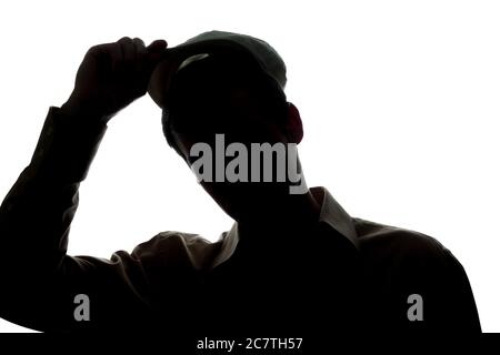 Portrait d'un jeune homme à la tête, vue de face - silhouette Banque D'Images