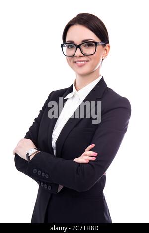 portrait de la belle femme d'affaires isolée sur fond blanc Banque D'Images