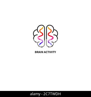 Activité cérébrale logo ligne minimale. Cerveau créatif Illustration de Vecteur