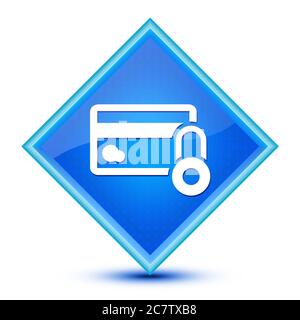Icône de sécurité de carte de crédit isolée sur l'illustration spéciale du bouton bleu en losange Banque D'Images