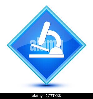 Icône de microscope isolée sur une illustration abstraite spéciale bouton bleu diamant Banque D'Images