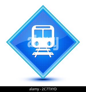 Icône de train isolée sur une illustration abstraite spéciale bouton bleu diamant Banque D'Images