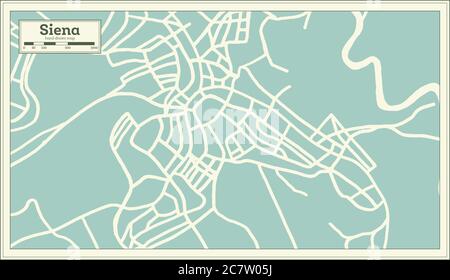 Carte de la ville de Sienne en Italie de style rétro. Carte de contour. Illustration vectorielle. Illustration de Vecteur