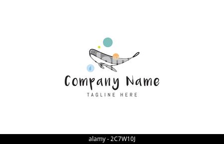 Logo vectoriel dans lequel une image abstraite d'une baleine dans un style linéaire avec plusieurs cercles colorés. Illustration de Vecteur