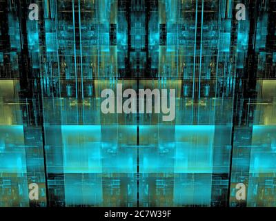 3 structures de conception graphique en dimensions pour les sujets de la technologie, des communications, de l'information numérique Banque D'Images