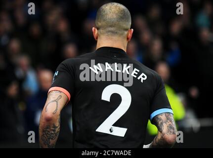 LONDRES, ANGLETERRE - 2 FÉVRIER 2020 : Kyle Walker de City photographié pendant le match de la Premier League 2019/20 entre Tottenham Hotspur et Manchester City au stade Tottenham Hotspur. Banque D'Images