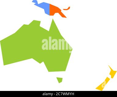 Carte politique infographique très simplifiée de l'Australie et de l'Océanie. Illustration de vecteur géométrique simple. Illustration de Vecteur