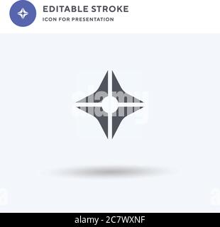 Icône en forme de shuriken, signe plat rempli, pictogramme solide isolé sur blanc, illustration du logo. Icône shuriken pour la présentation. Illustration de Vecteur