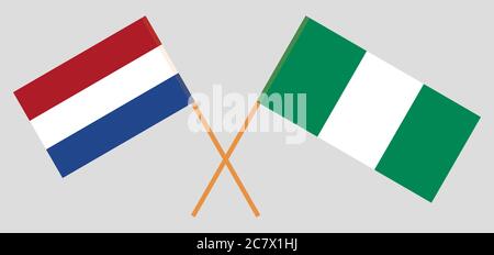 Drapeaux croisés du Nigéria et des pays-Bas. Couleurs officielles. Proportion correcte. Illustration vectorielle Illustration de Vecteur