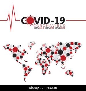 Nouvelle carte du monde du coronavirus Covid-19 concept illustration vectorielle Illustration de Vecteur