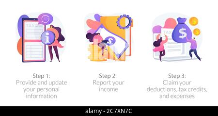 Processus de comptabilité fiscale diagramme de processus vecteur métaphores concept Illustration de Vecteur